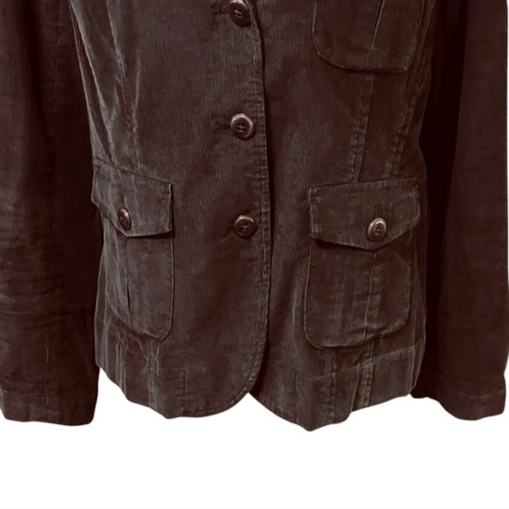 Talbots Chocolate Brown Corduroy Stretch JacketBlazer Sz 14  Excellent Condition - Picture 7 of 11